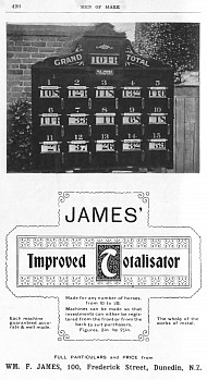 Advertisement for James Totalisators(Click the thumbnail to see the original image)