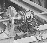 94/222/23-8/18/13 Glass negative, full plate, early chain and pulley driven totalisator pre-assembled in Automatic Totalisators Limited factory, 1913(Click the thumbnail to see the original image)