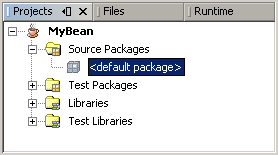 This figure represents the expanded MyBean node in the Projects list
