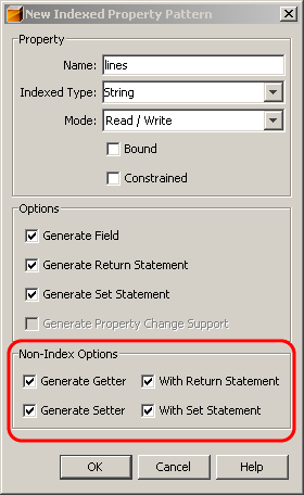 Setting a Non-Indexed options for the property. 