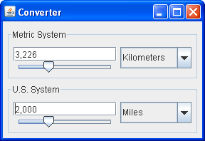 Converter screenshot in the Metal look and feel