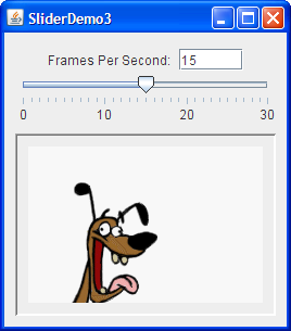 A snapshot of SliderDemo3, which uses a slider with a text field