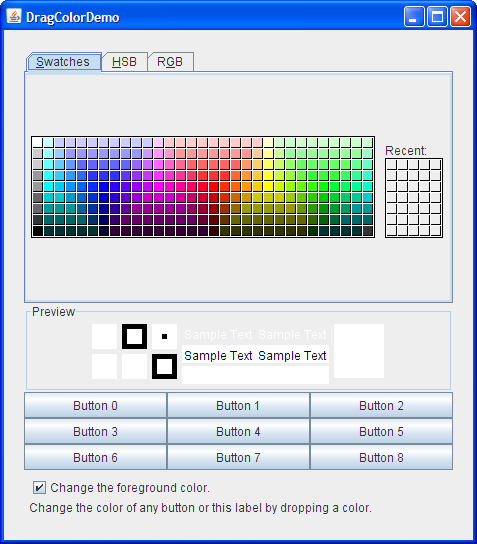 The DragColorDemo example