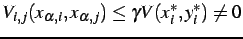 $ V_{i,j}(x_{\alpha,i},x_{\alpha,j})\leq \gamma V(x_i^\ast,y_i^\ast)\ne 0$