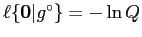 $ \ell\{\mathbf{0}\vert g^\circ\}=-\ln Q$