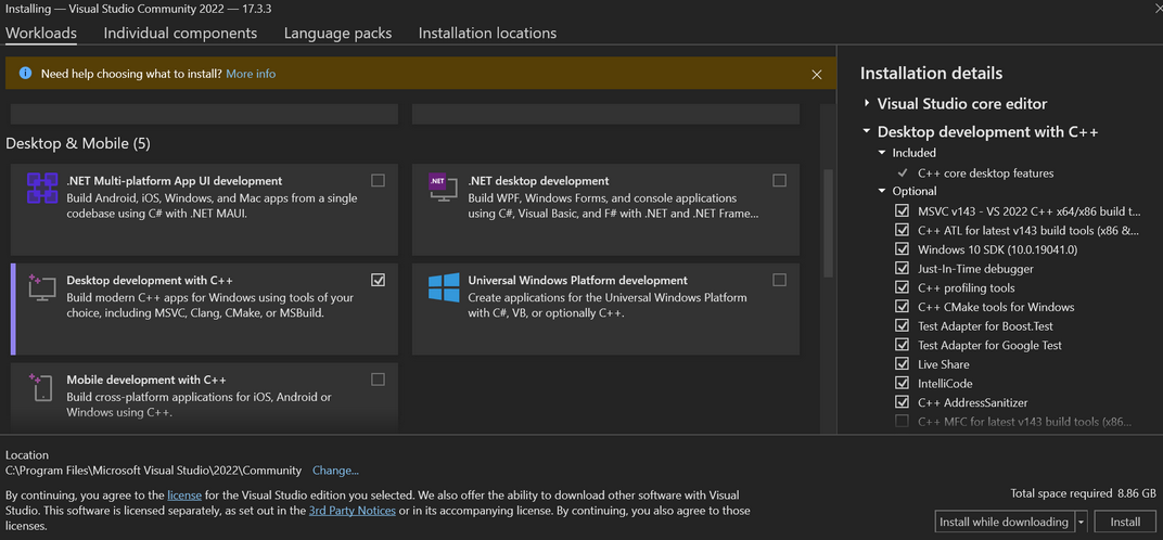 Developing C programs on Windows